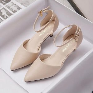 High heels women's 2025 new pointed toe stiletto heel royal sister toe sandals with skirt one-button hollow shoes in summer
