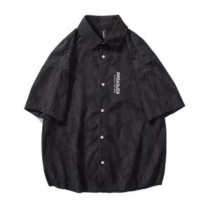 American casual short sleeve shirt men's summer thin fashion brand trend loose half sleeve clothes Japanese men's shirt jacket