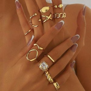 European and American cross-border hot-selling jewelry: women's opening adjustable rings, personalized geometric rings, fashion accessories, hand jewelry, jewelry