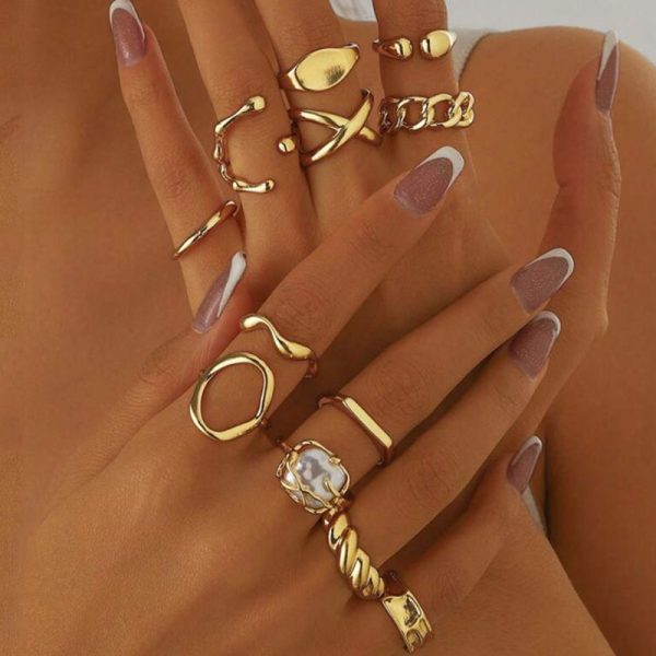 European and American cross-border hot-selling jewelry: women's opening adjustable rings, personalized geometric rings, fashion accessories, hand jewelry, jewelry