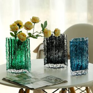 Modern light luxury glass vase wholesale high-value living room home table decoration ornaments aquaculture flowers and dried flowers
