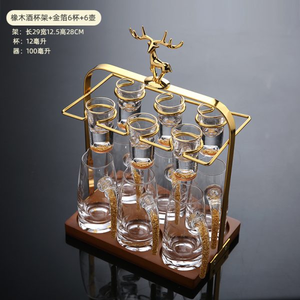 Liquor cup holder, new Chinese high-end wine dispenser, cup holder, household wine utensils, deer head, solid wood bottom bracket shelf - Image 4