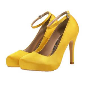 Round toe heels are stylish and comfortable, satin platform platform plus size office ladies pumps single shoes wedding shoes
