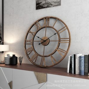 Vintage Roman Wall Clock European Style Cross-border Hot Sale Simple Silent Clock Creative Living Room Decoration Wrought Iron Wall Clock Wholesale