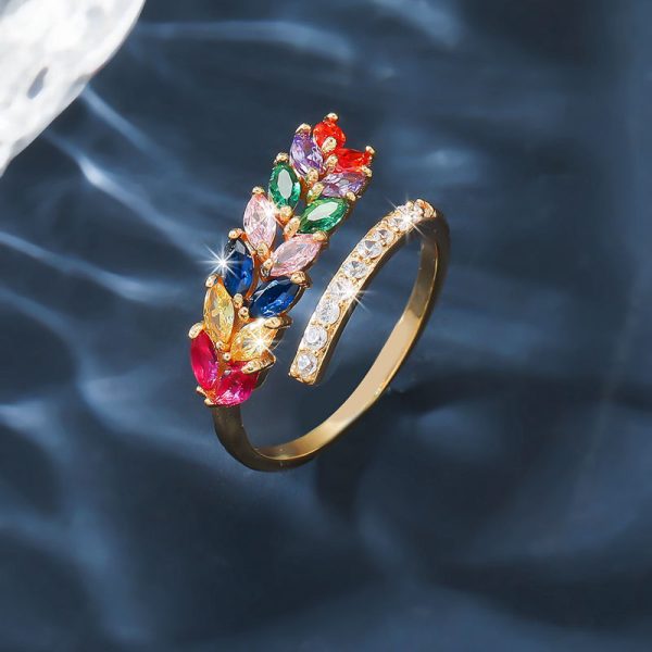 Cross-border hot-selling wheat ear rings, women's niche, high-end light luxury, non-fading rings, fashionable, simple and versatile rings, hand jewelry