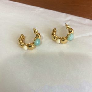 French niche fashion vintage Aurelie Bidermann bohemian natural amazonite earrings