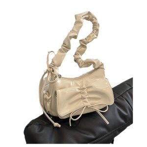 Niche pleated underarm bag women's 2024 new fashion red shoulder bag luxury versatile handbag