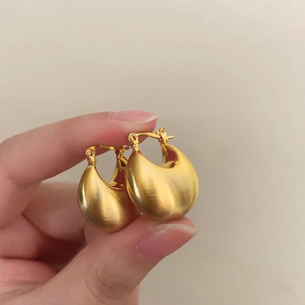 French retro fashion niche design brushed earrings simple and cold wind explosion earrings temperament elegant earrings