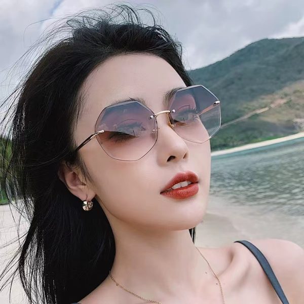 TY3001 anti-ultraviolet sunglasses fashion rimless cut edge sunglasses korean women retro outdoor cover glasses - Image 4