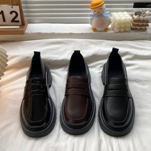 British-style small leather shoes, thick-soled loafers, spring and autumn new preppy style pumps, women's shoes, one-foot single shoe trend