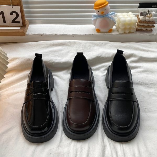 British-style small leather shoes, thick-soled loafers, spring and autumn new preppy style pumps, women's shoes, one-foot single shoe trend