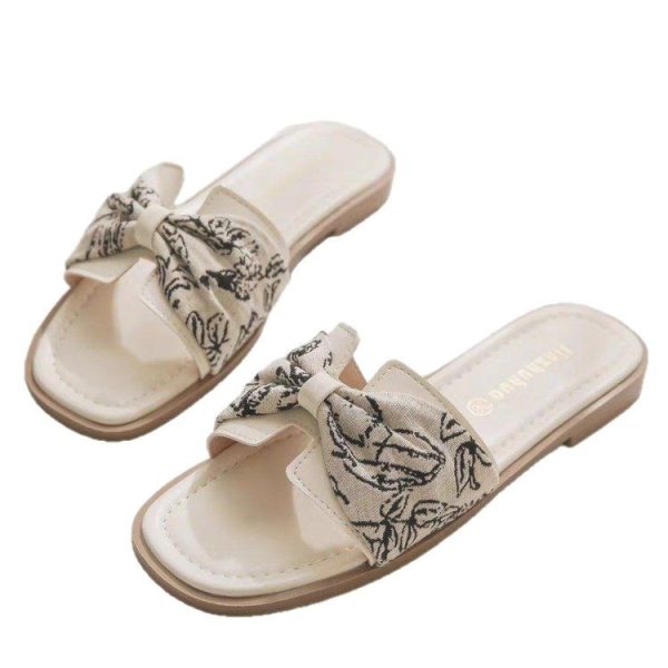 Pigskin version ~ beautiful flat sole with skirt French sandals women's 2024 new summer outer Y wear fashion for going out - Image 5