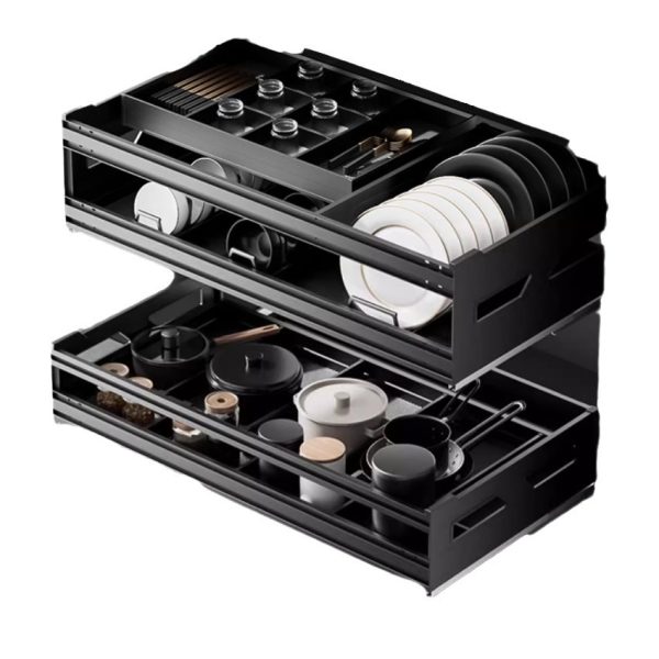 Hansbao Mara basket kitchen cabinets double seasoning rack pots and pans storage all-aluminum dishes and baskets - Image 5
