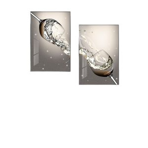 Nine Fish Picture: Diptych Restaurant Decoration Painting, Creative Wine Glass Hanging Painting, Modern Simple Dining Room Background Wall, Good Meaning Mural