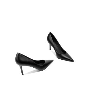 High heels stiletto black 2025 new 7cm high heel professional single shoes women's formal interview office work shoes
