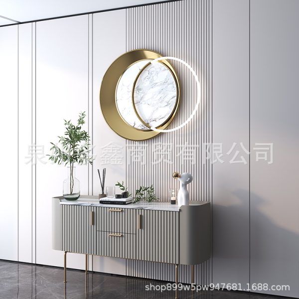 Light luxury metal wrought iron wall decoration living room sofa backdrop wall pendant bedside with light creative wall decoration - Image 4