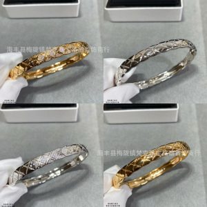 Small fragrance bracelet diamond plaid plated thick 18K rose gold bracelet niche design personalized hand jewelry factory direct sales