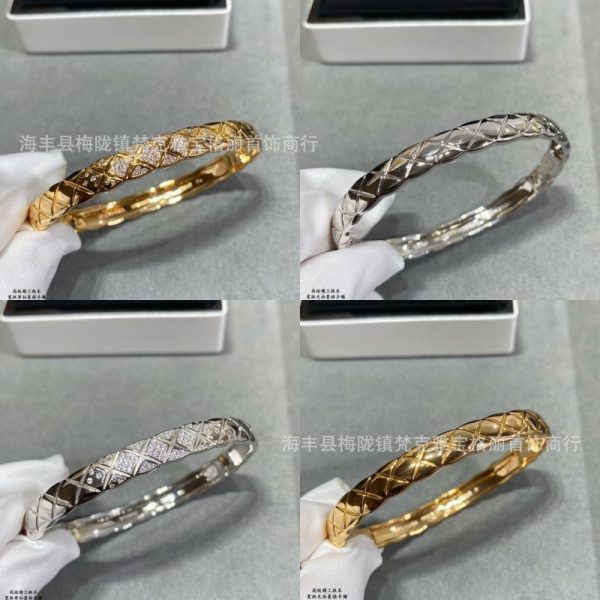Small fragrance bracelet diamond plaid plated thick 18K rose gold bracelet niche design personalized hand jewelry factory direct sales - Image 4