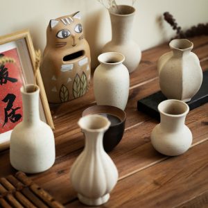 Jingdezhen plain embryo small vase vintage nostalgic stoneware flower ware home entrance living room study table decoration ornaments