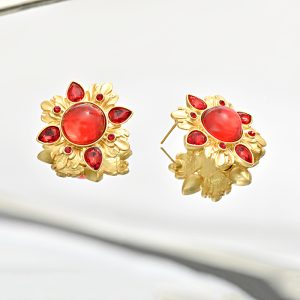 vintage glass french design crystal earrings Douyin hot sale vintage style 925 silver vintage glass earrings