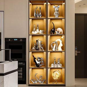 Household grape wine rack ornaments, light luxury, high-end violence, bear wine saucers, glass shelves, wine cabinets, living room, home decorations