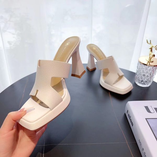 Brazed gold bird with sandals for women, summer 2023 new sexy square toe thick heel platform slippers for women to wear - Image 5