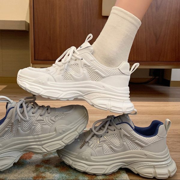 Daddy shoes women's shoes 2025 new summer pre-fall net shoes breathable mesh muffin platform white shoes sneakers - Image 5