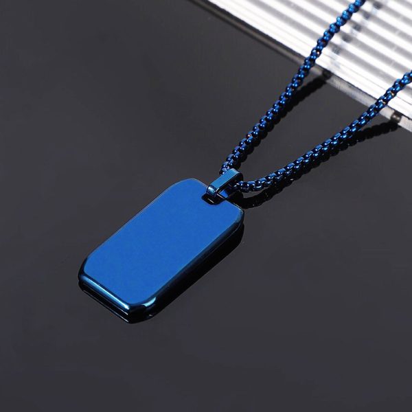Cross-border European and American high-end titanium steel beveled edge glossy military brand dog tag personalized pendant necklace men's accessories can be engraved - Image 3