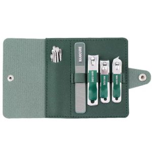 German nail scissors, leather case, nail clippers 10-piece set, flat diagonal nail clippers, pedicure, clippers, tape, ear scoop set
