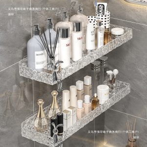 Bathroom shelf free punching acrylic toilet bathroom sink wall hanging wall cosmetics storage ring