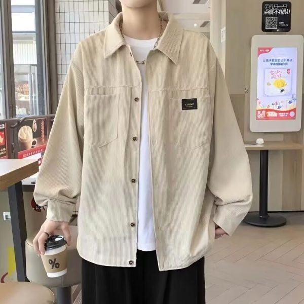 Light and shadow wall autumn loose vertical stripe long sleeve shirt jacket men's XZ908-7301-special P45