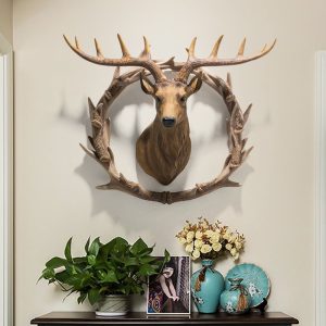 Nordic lucky deer head simulation wall decoration resin wall decoration American entrance decoration retro bar background wall