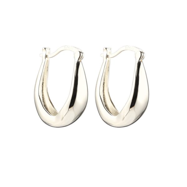 S925 silver needle earrings women's simple and cold style white earrings European and American metal photosensitive surface ear buckles daily French earrings - Image 5