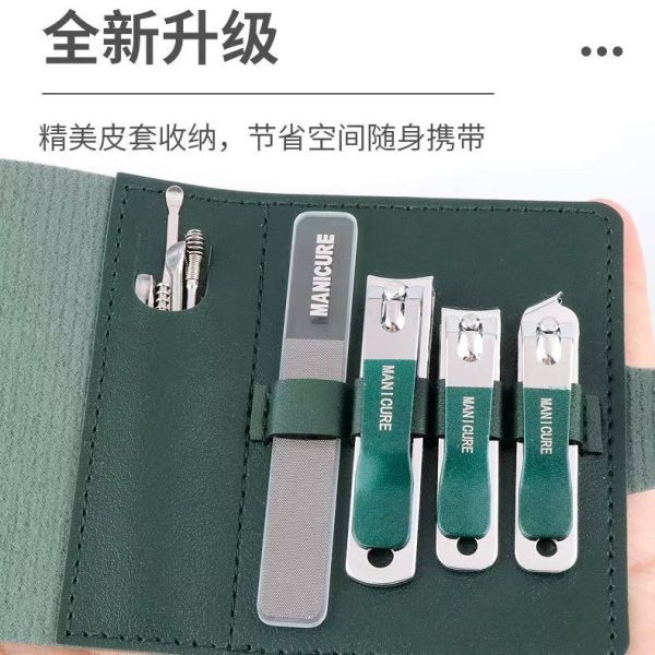 German nail scissors, leather case, nail clippers 10-piece set, flat diagonal nail clippers, pedicure, clippers, tape, ear scoop set - Image 2