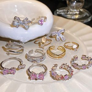Light luxury hot girl ring women's niche sense of luxury, personality tide zircon inlaid diamond index finger ring, simple opening hand jewelry wholesale