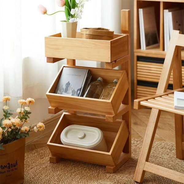 Multifunctional kitchen shelf, corner shelf, floor shelf, multi-level bathroom countertop, cosmetic storage rack, bamboo and wood storage rack - Image 3