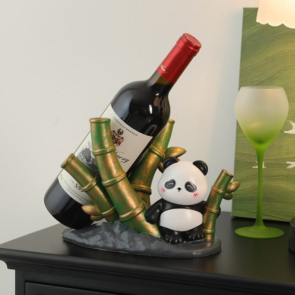 Light luxury high-end panda home wine rack resin ornaments wine cabinet living room office desktop decorations housewarming gifts