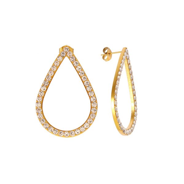 French Elegant Romantic Crystal Zircon Earrings French Vintage Fashionable Earrings Women's Drop Shaped Stainless Steel Large Earrings - Image 5