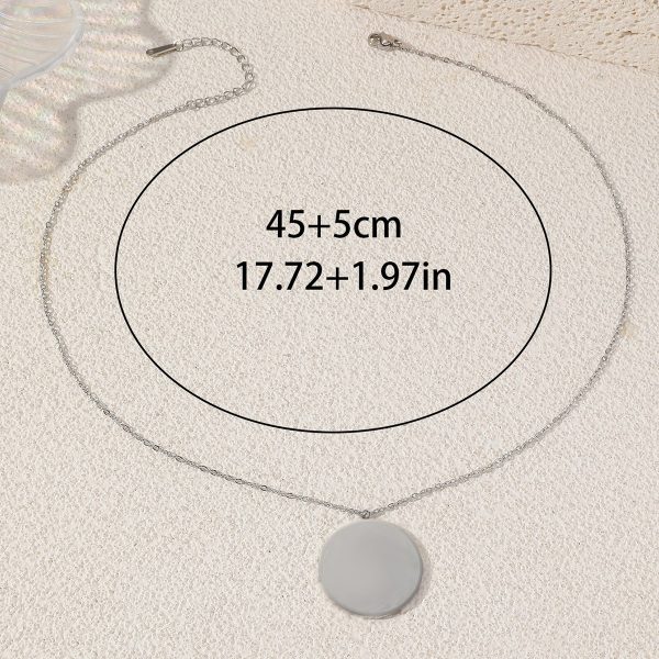 Cross-border new fashion men's accessories necklace high-end stainless steel round pendant titanium steel necklace does not fade women - Image 3