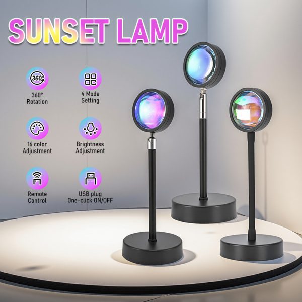 Foreign trade color matching, filling light, atmosphere, projection light, Internet celebrity shooting, sunset light, sunset lampstand, graffiti night light - Image 3