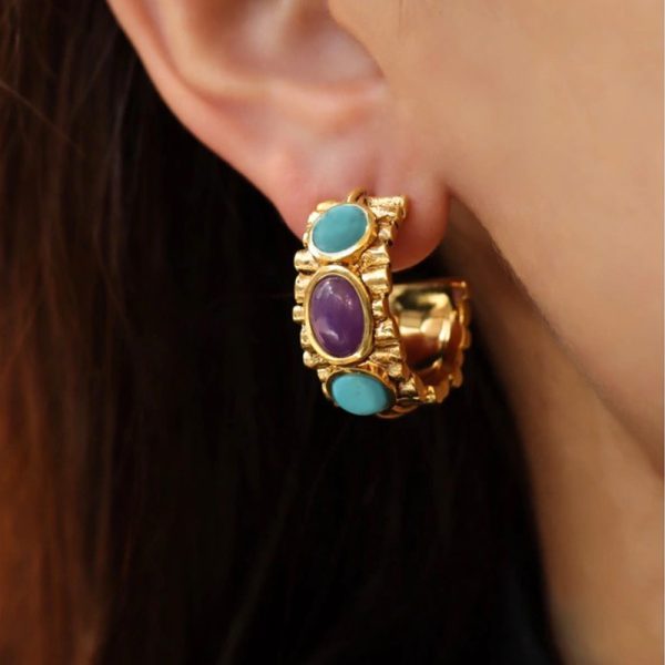 French niche design Aurel*eBide*mann vintage gemstone earrings vintage turquoise earrings for women