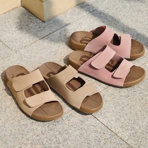 Leather counter version 2025 summer new Boken shoes flat sandals wear platform sandals and half slippers women's shoes