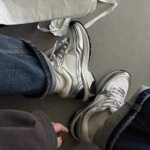 Little Fragrance Silver Horn King Sneakers Women's 2024 New Mesh Versatile Low-Top Casual Shoes Thick-soled Daddy Shoes Women