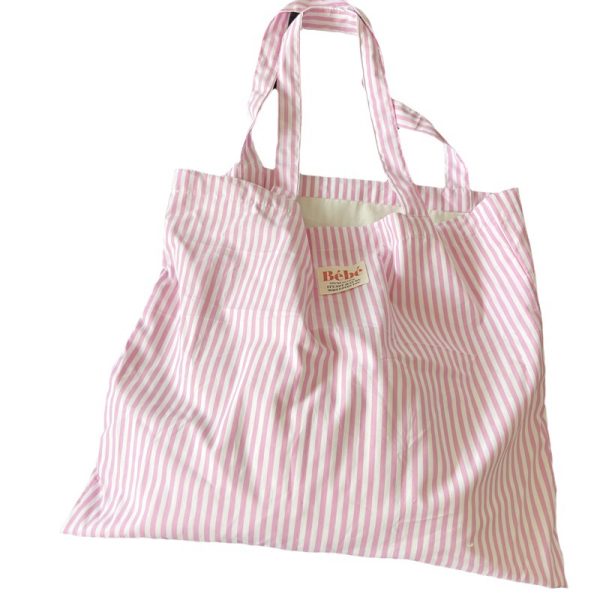 Homemade striped large-capacity eco-friendly bag, French casual and versatile, fresh thin cotton shoulder bag, hand-held shopping bag - Image 5