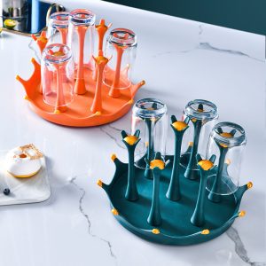 Creative living room drainable rotatable cup holder light luxury household glass water cup holder kitchen cup storage rack shelf