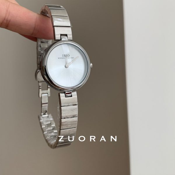 ZUORAN silver round cool fashion minimalist temperament watch niche high-end quartz women's watch cross-border - Image 3