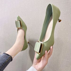 Small heel women's stiletto high heels women's 2025 spring and autumn new low-heeled Internet celebrity pointed toe shallow single shoes women's shoes 3