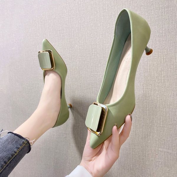 Small heel women's stiletto high heels women's 2025 spring and autumn new low-heeled Internet celebrity pointed toe shallow single shoes women's shoes 3