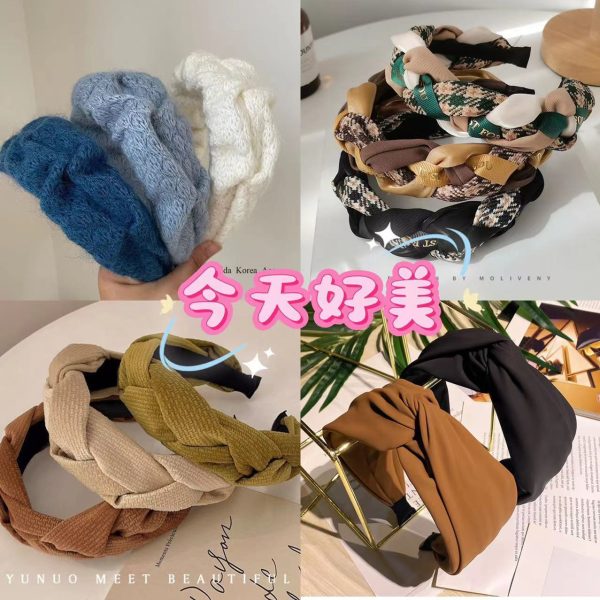 Autumn High Cranial Top Klein Blue Plush Thread Scrunchie Women's French Hair Accessory Headband Headband French Wide-Brim Knit