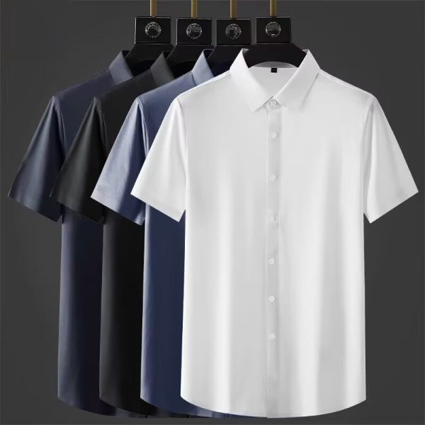 Summer Interview Work Short Sleeve Shirt Men's Business Formal Wear Bottom Layer Student Slightly Loose Shirt High Quality Top